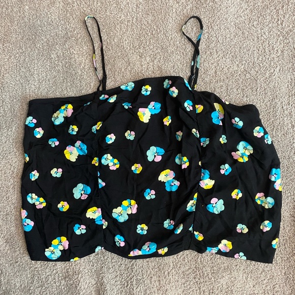 Bp Plus Size Black Summer Floral Print Crop Top NWT - Picture 2 of 5